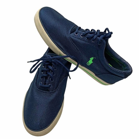 POLO RALPH LAUREN Vaughn Blue Dotted Mesh Skate Sneakers - Picture 1 of 10